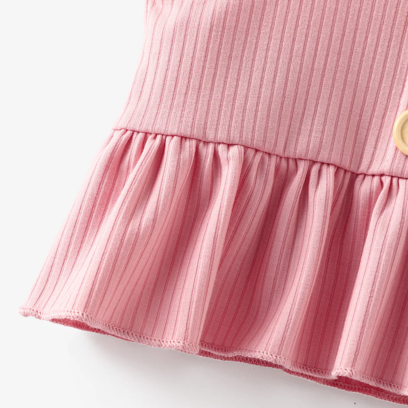 2 Stück Baby Mädchen Ausgestellter Kragen Basics Tanktop Baby-Sets rosa big image 1