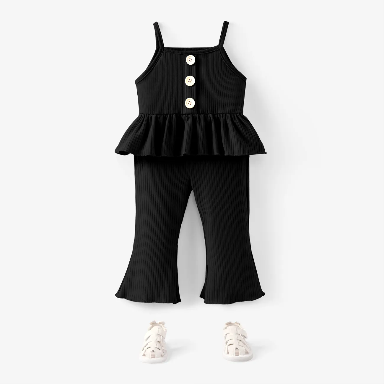 Baby Girl 2pcs Button Ruffled Camisole and Flared Pants Set/ Luminous  Sandals Only $13.99 PatPat US Mobile