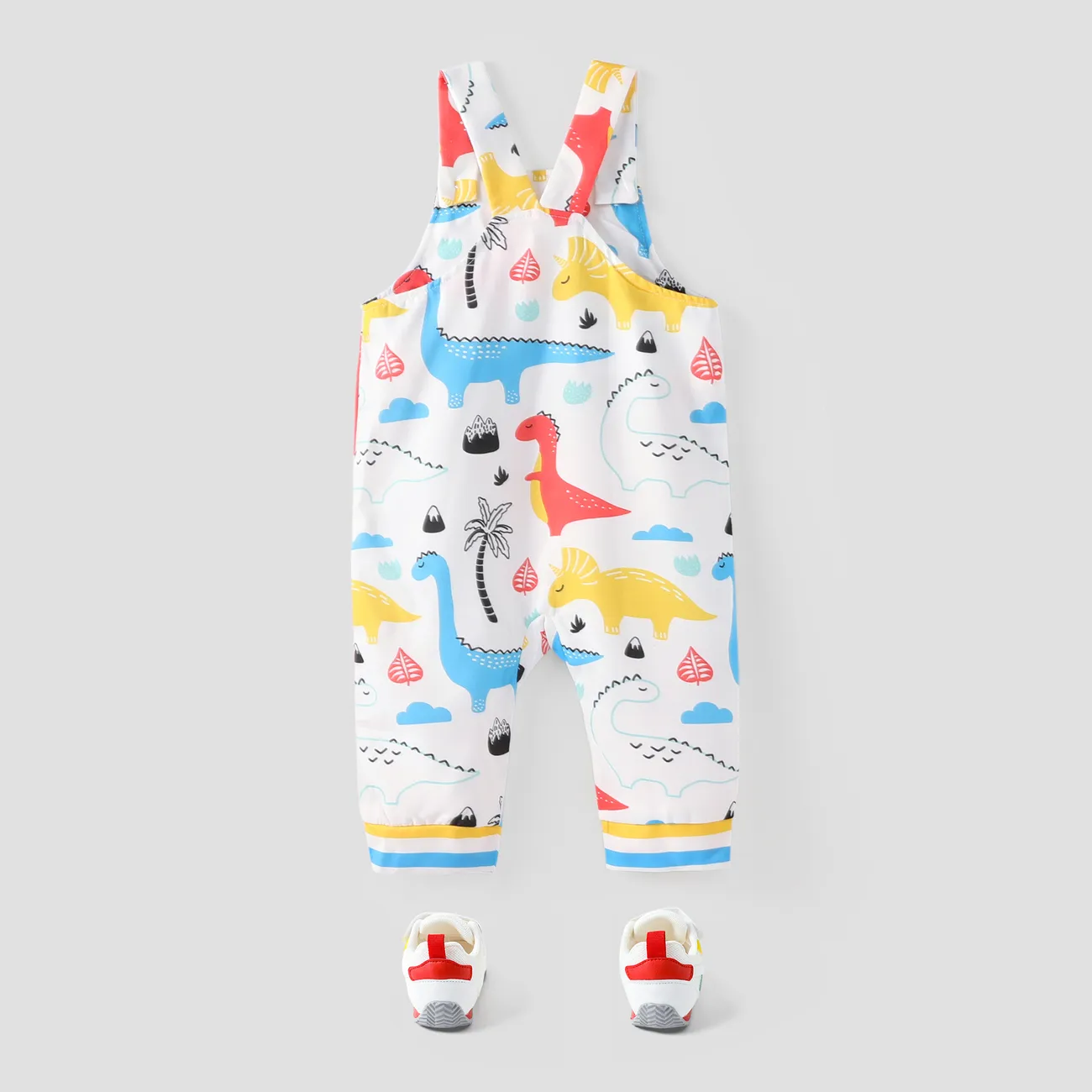 Baby Boy All Over Multicolor Dinosaur Print Sleeveless Jumpsuit Overalls Multi-color big image 1