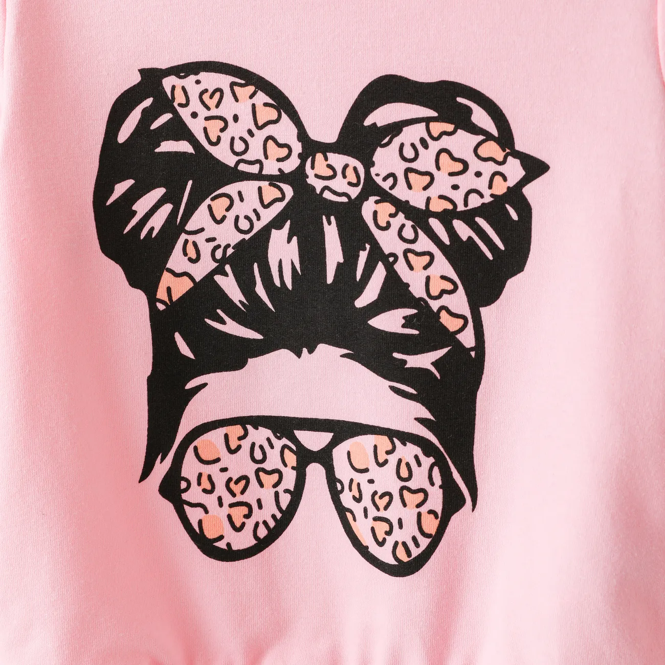 2 Stück Kleinkinder Mädchen Löcher Avantgardistisch Leopardenmuster Sweatshirt-Sets rosa big image 1