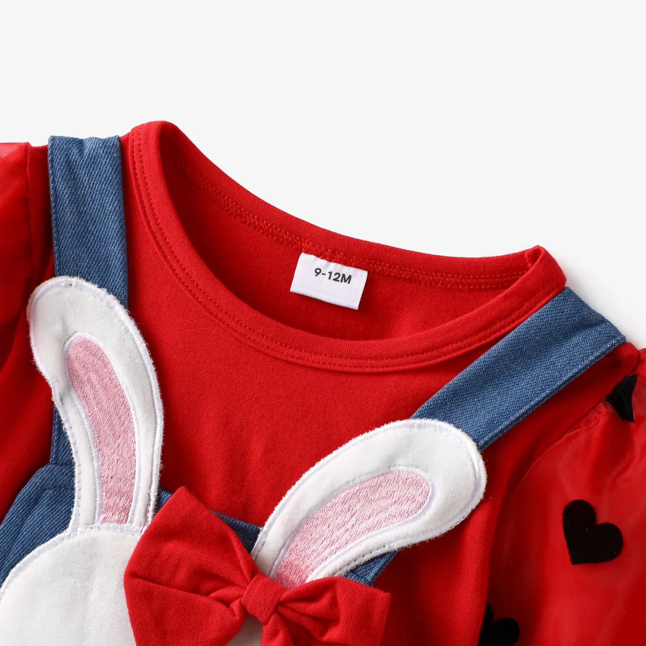 2 unidades Bebé Chica Costura de tela Conejo Dulce Manga larga Conjuntos de bebé Rojo big image 1