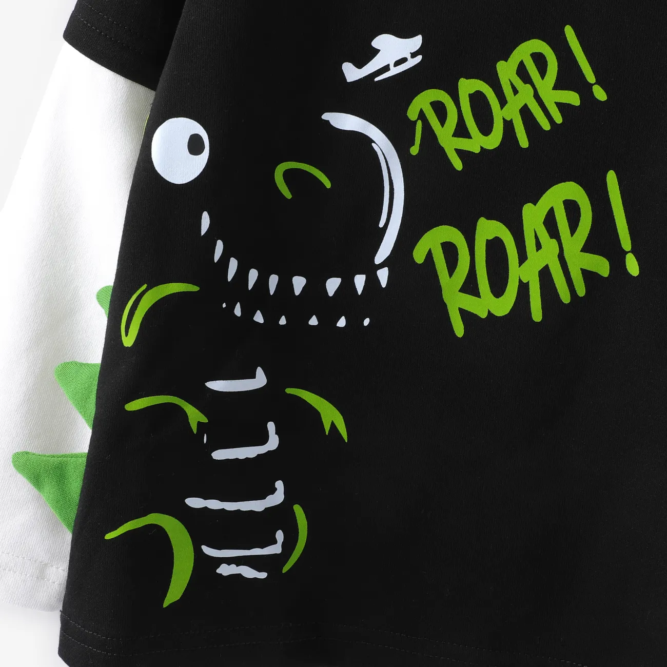 2 Stück Kleinkinder Jungen Unechter Zweiteiler Kindlich Dinosaurier Sweatshirt-Sets schwarz big image 1
