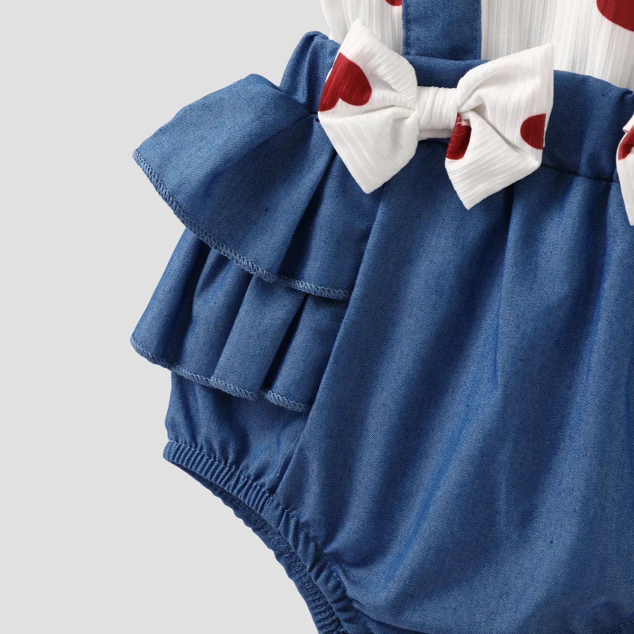 Día de la Madre 2 unidades Bebé Chica Costura de tela Dulce Sin mangas Mamelucos y monos Azul big image 1
