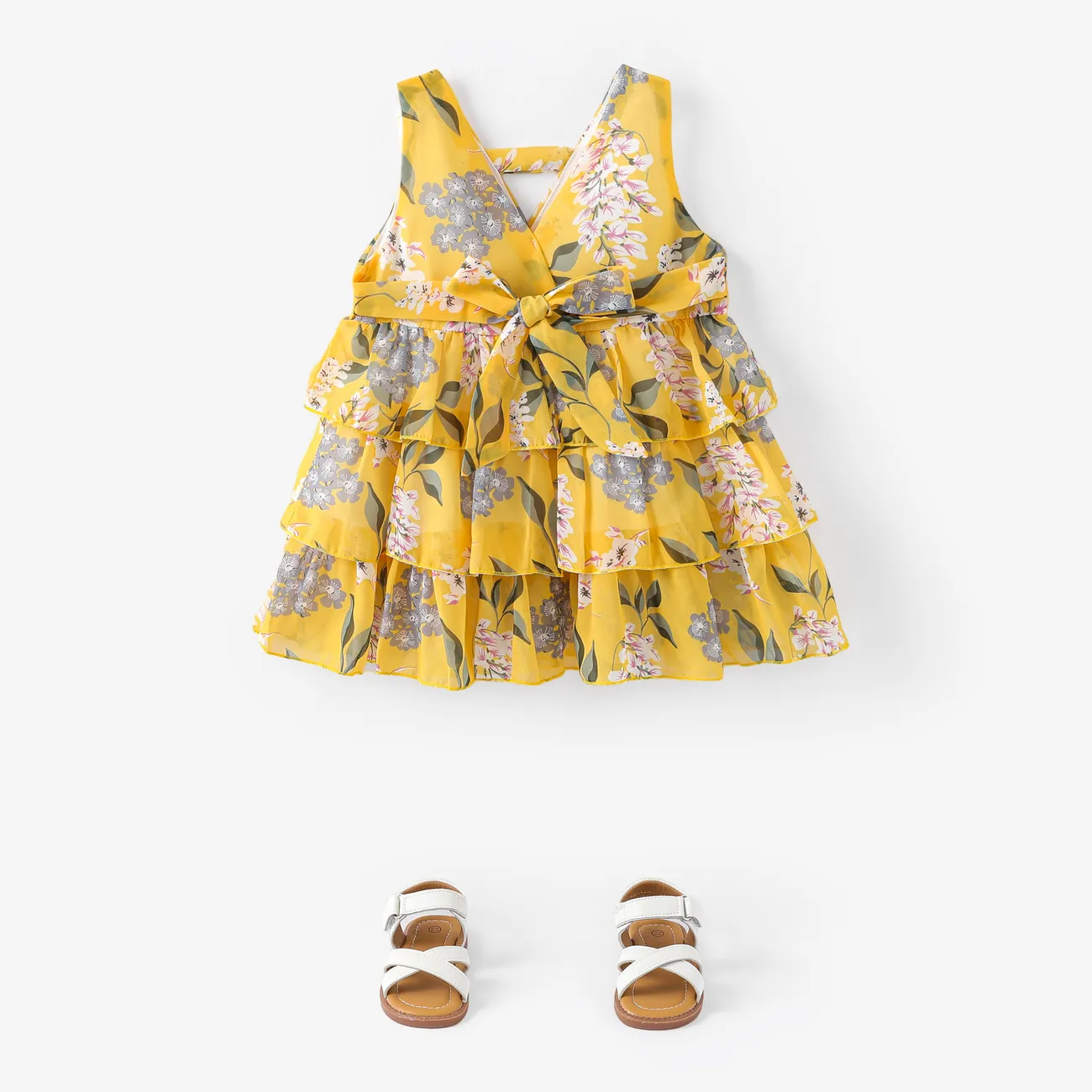 Baby / Toddler Girl Pretty Floral Print Layered Dresses Yellow big image 1