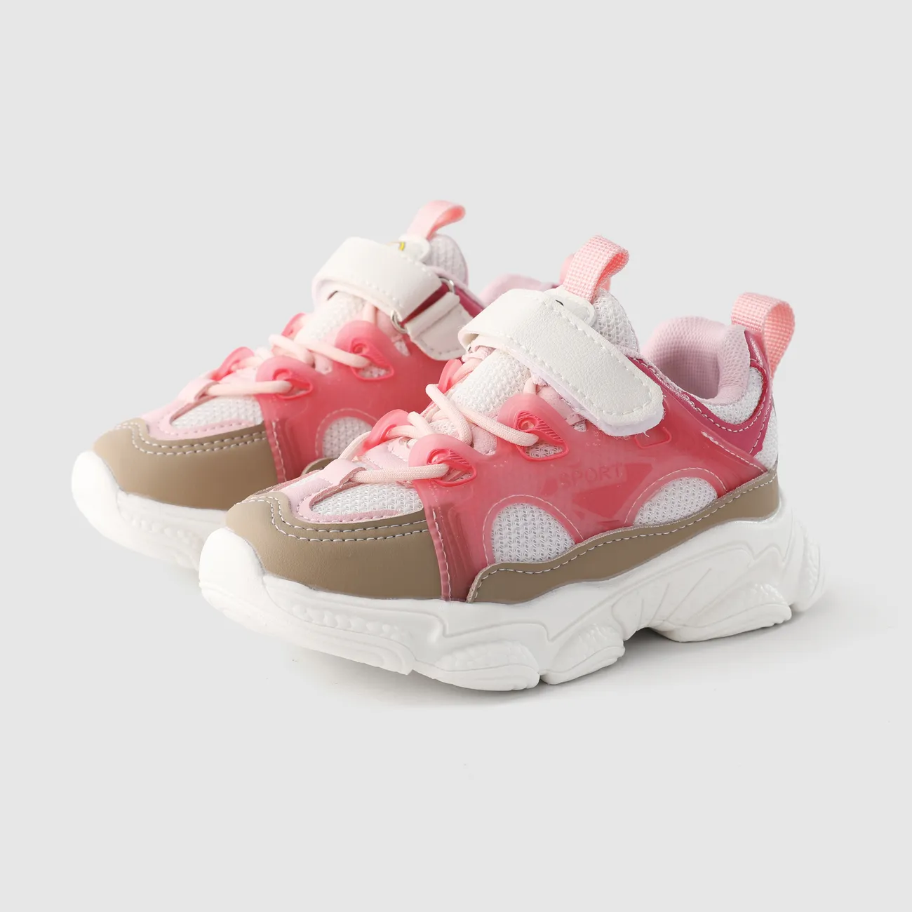 Toddler/Kids Girl/Boy Fabric Stitching Mesh Sports Shoes Pink big image 1