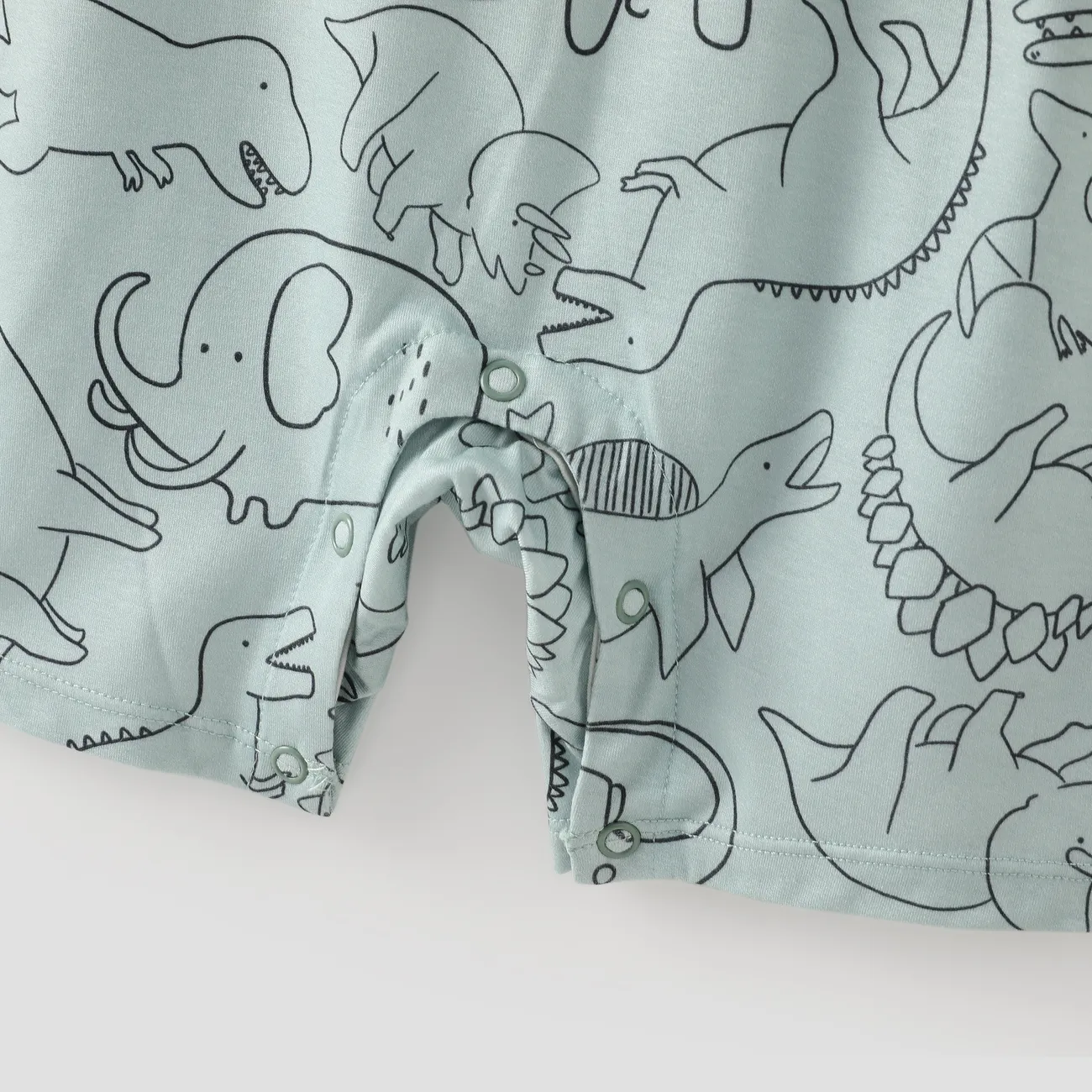 Ärmellose Overalls mit Dinosaurier-Print/Streifen für Mädchen/Jungen hellgrün big image 1