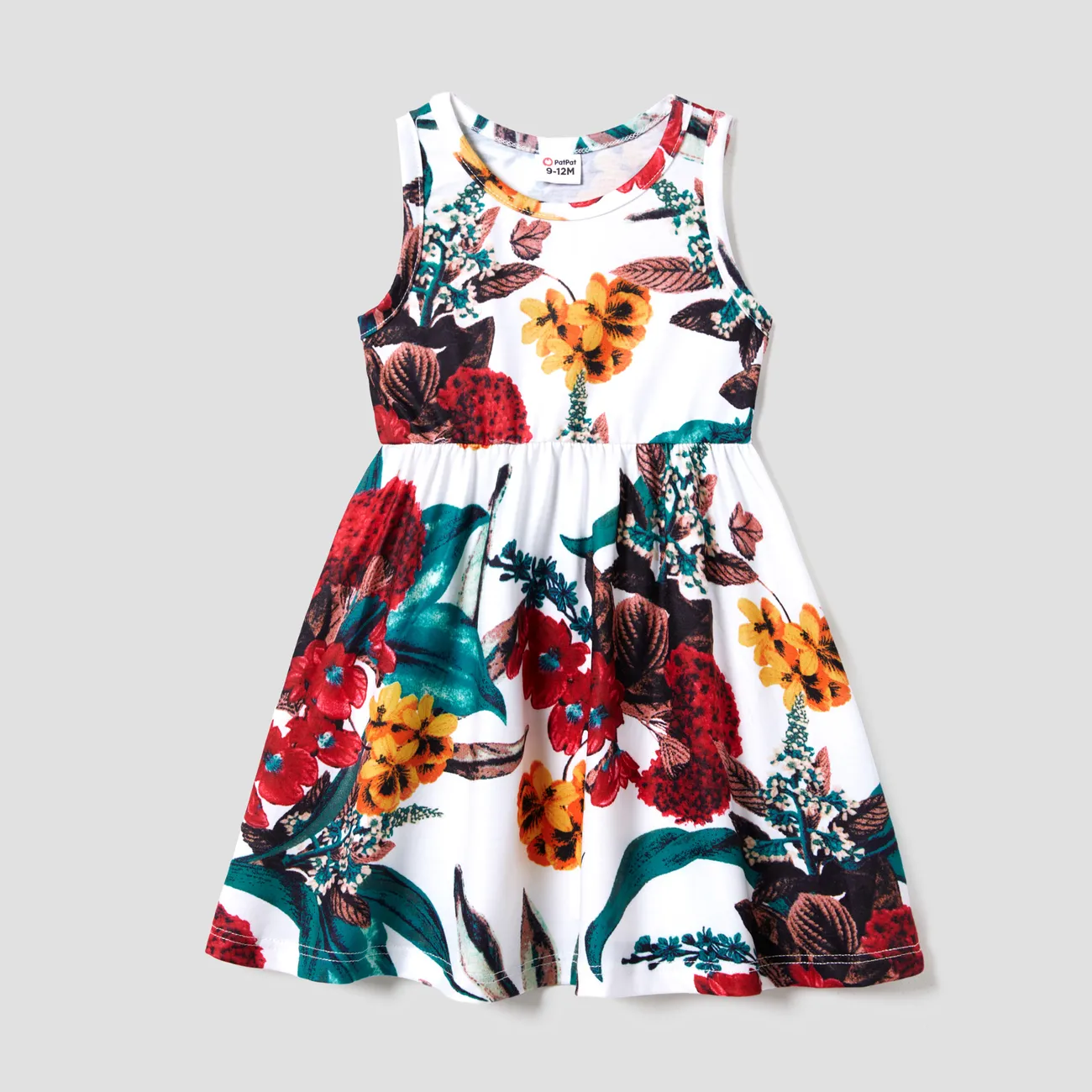 Family Matching Colorblock T-Shirt and Floral Tank Top Splicing Dress Sets White big image 1