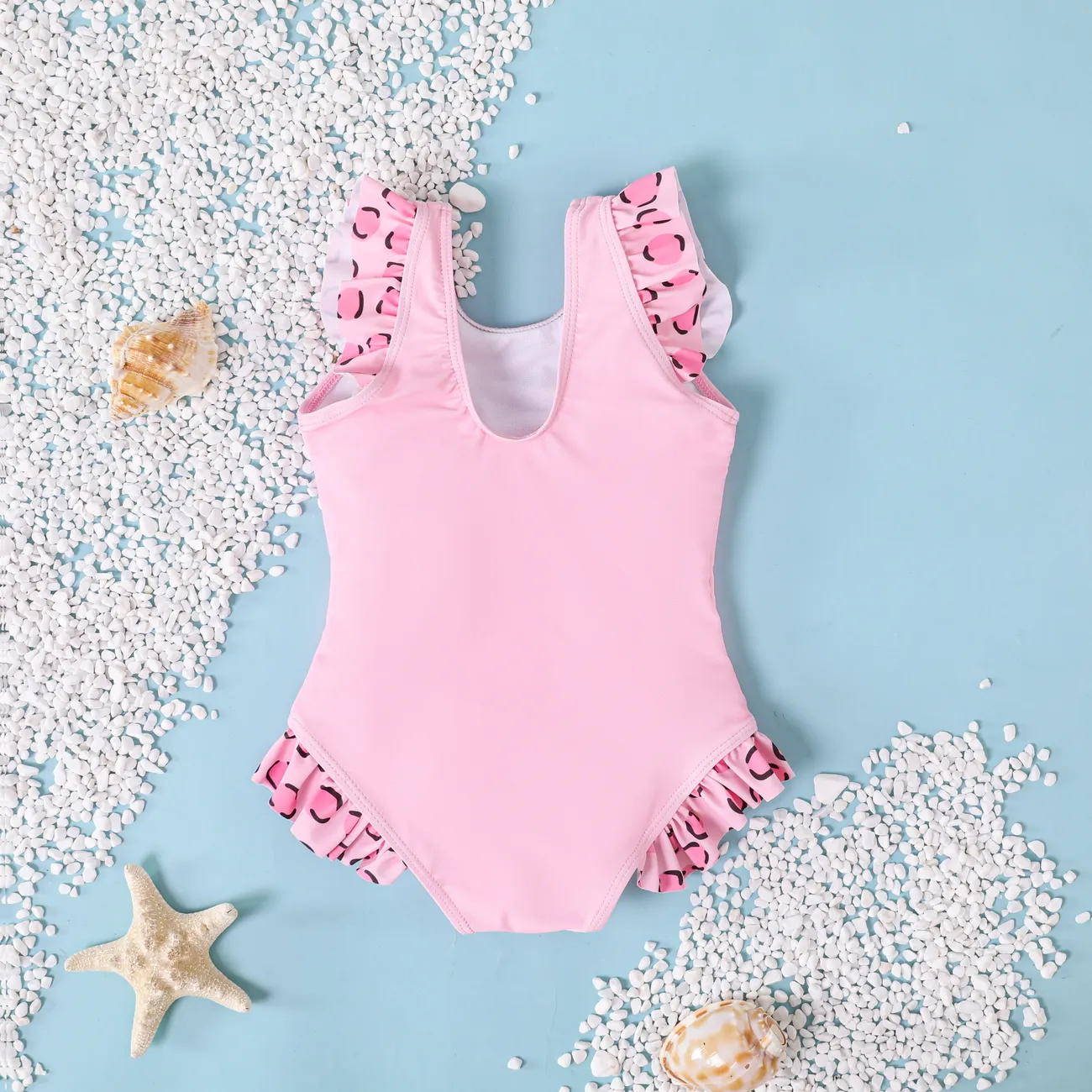 Kleinkinder Mädchen Flatterärmel Süß Badeanzüge rosa big image 1