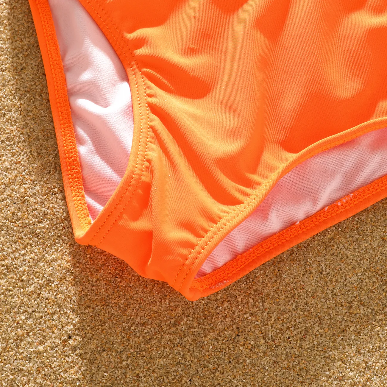 2pcs Kid Girl's Letter Braid Tight Chinlon Chlorofibre Swimwear Set  Orange big image 1