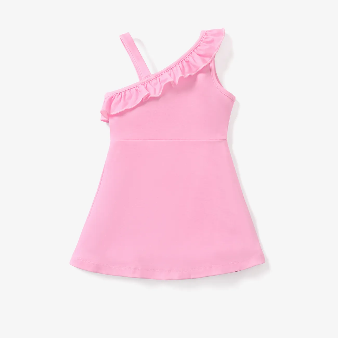 Disney Princess Toddler Girl's Off-shoulder Suspender Ruffled Waist Dress Pink big image 1