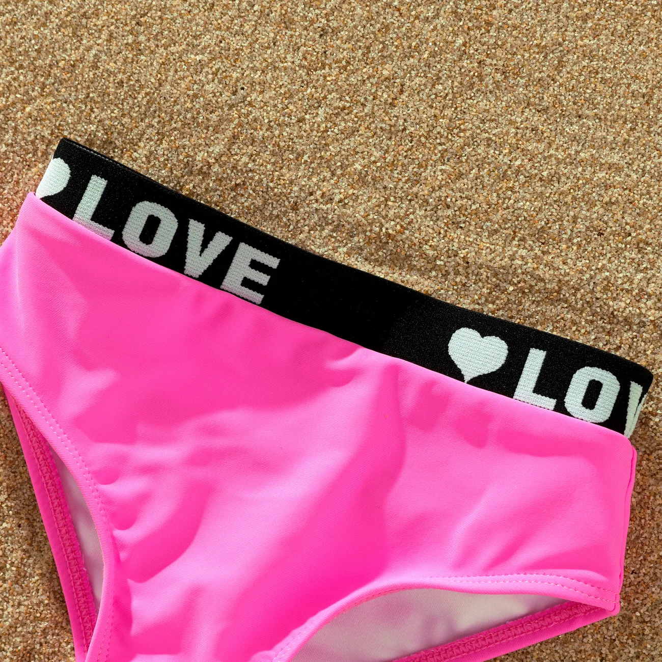 Kleinkind / Kind Mädchen Band Design Zweiteilige Badeanzüge rosa big image 1