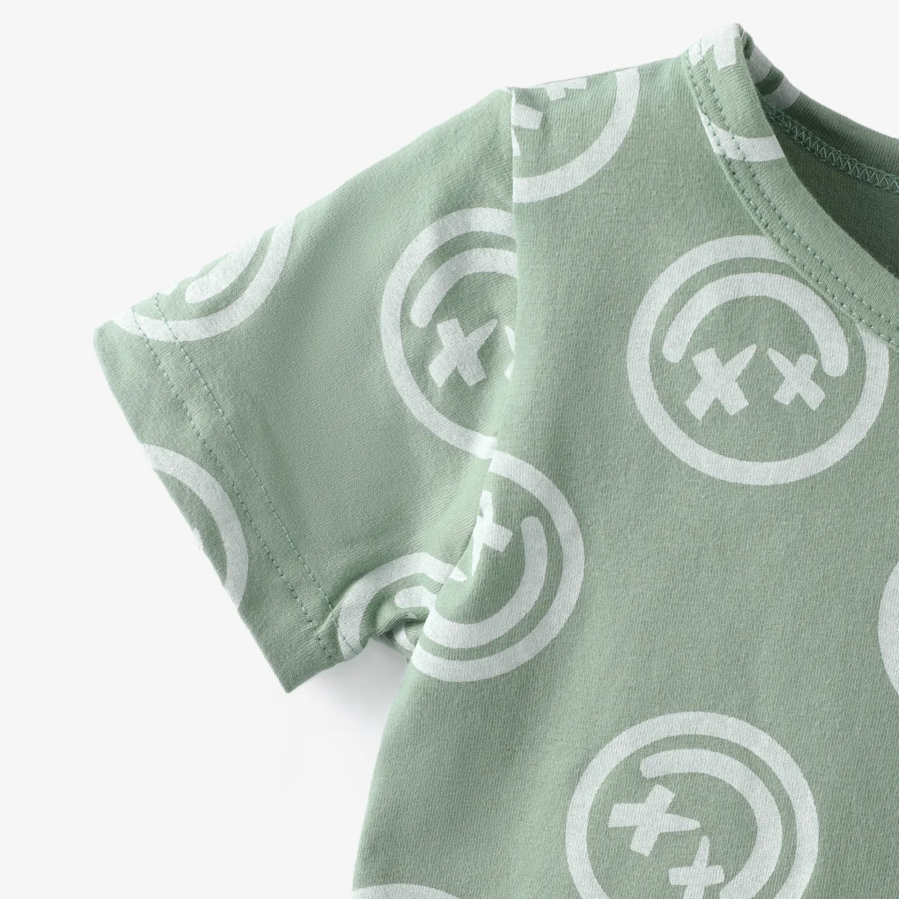 2pcs Baby Boy/Girl 95% Cotton Short-sleeve Allover Print Tee & Shorts Set Green big image 1
