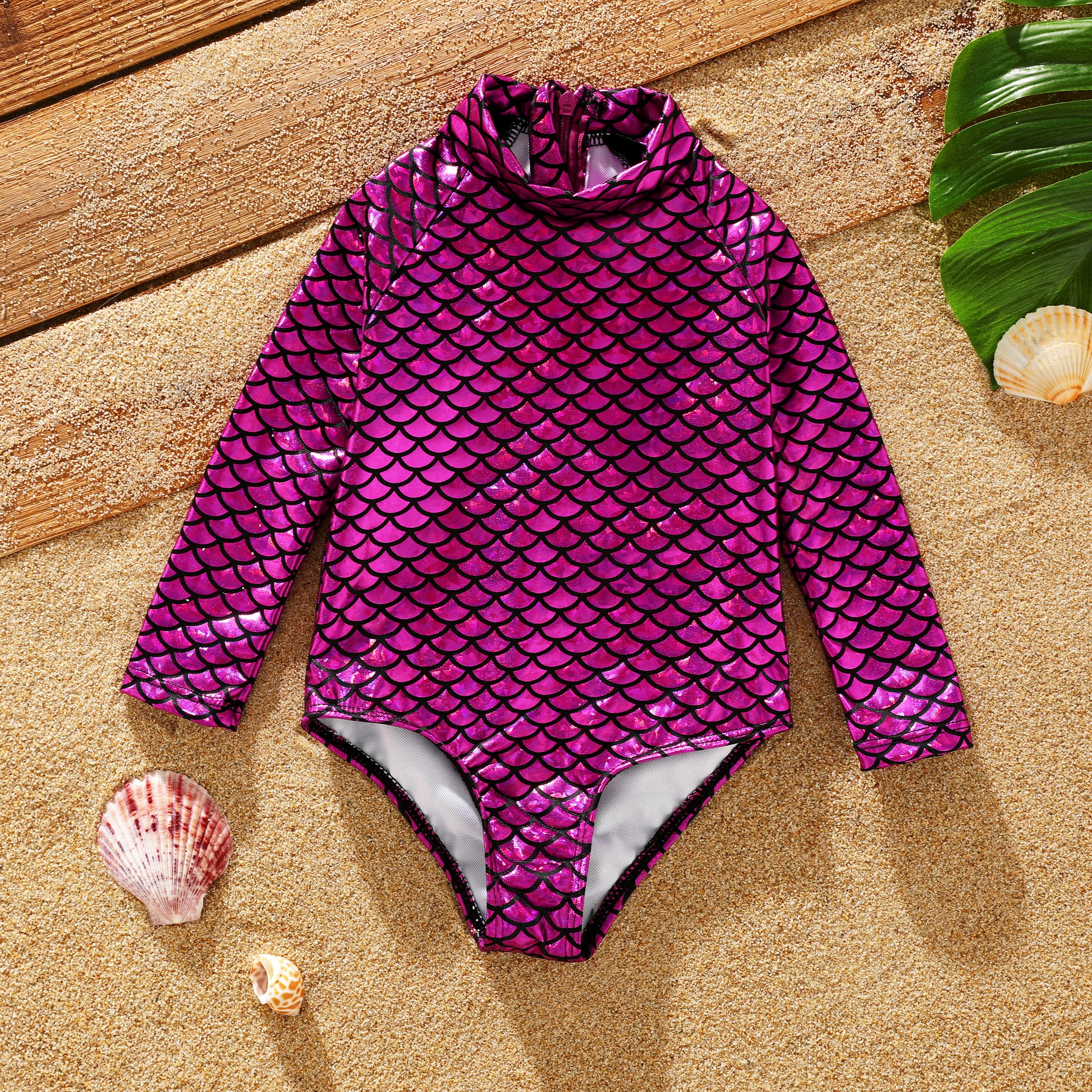 Toddler Girl's Marine Element Stand Collar Tight One-Piece Swimsuit