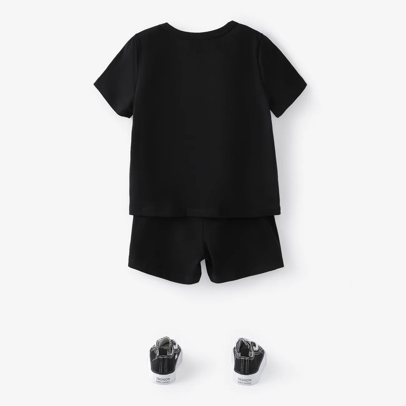 Muttertag 2 Stück Kleinkinder Jungen Avantgardistisch Dinosaurier T-Shirt-Sets schwarz big image 1
