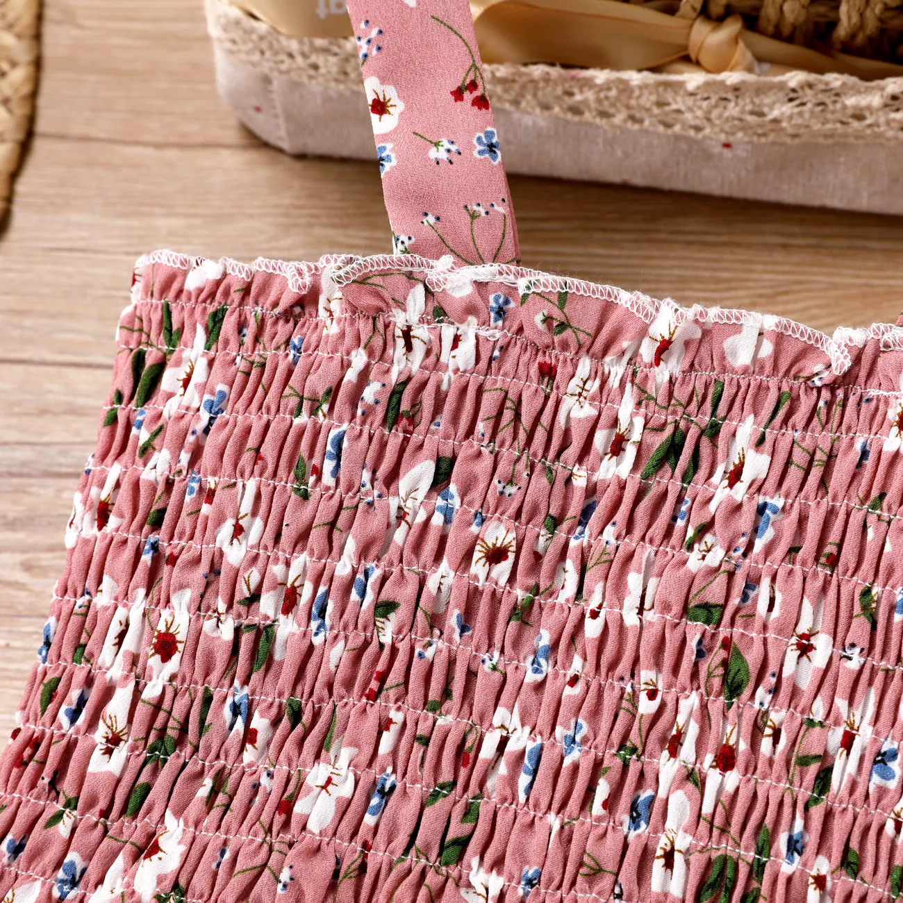 復活節 大童 女 褶飾 植物花卉 連衣裙 粉色 big image 1