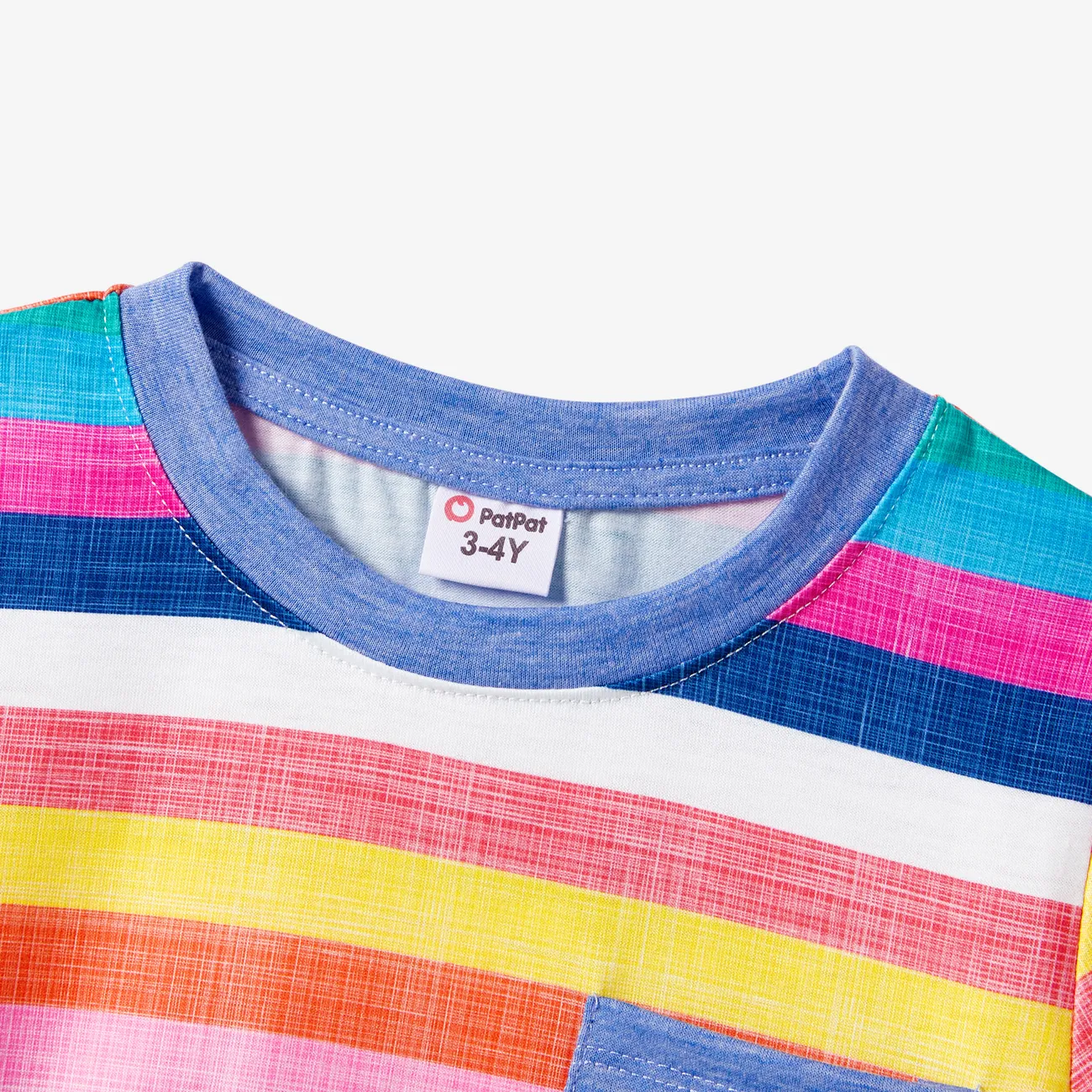 Family Matching Multi-Color Stripe T-shirt and Ruffle Hem Button Strap Dress Sets COLOREDSTRIPES big image 1