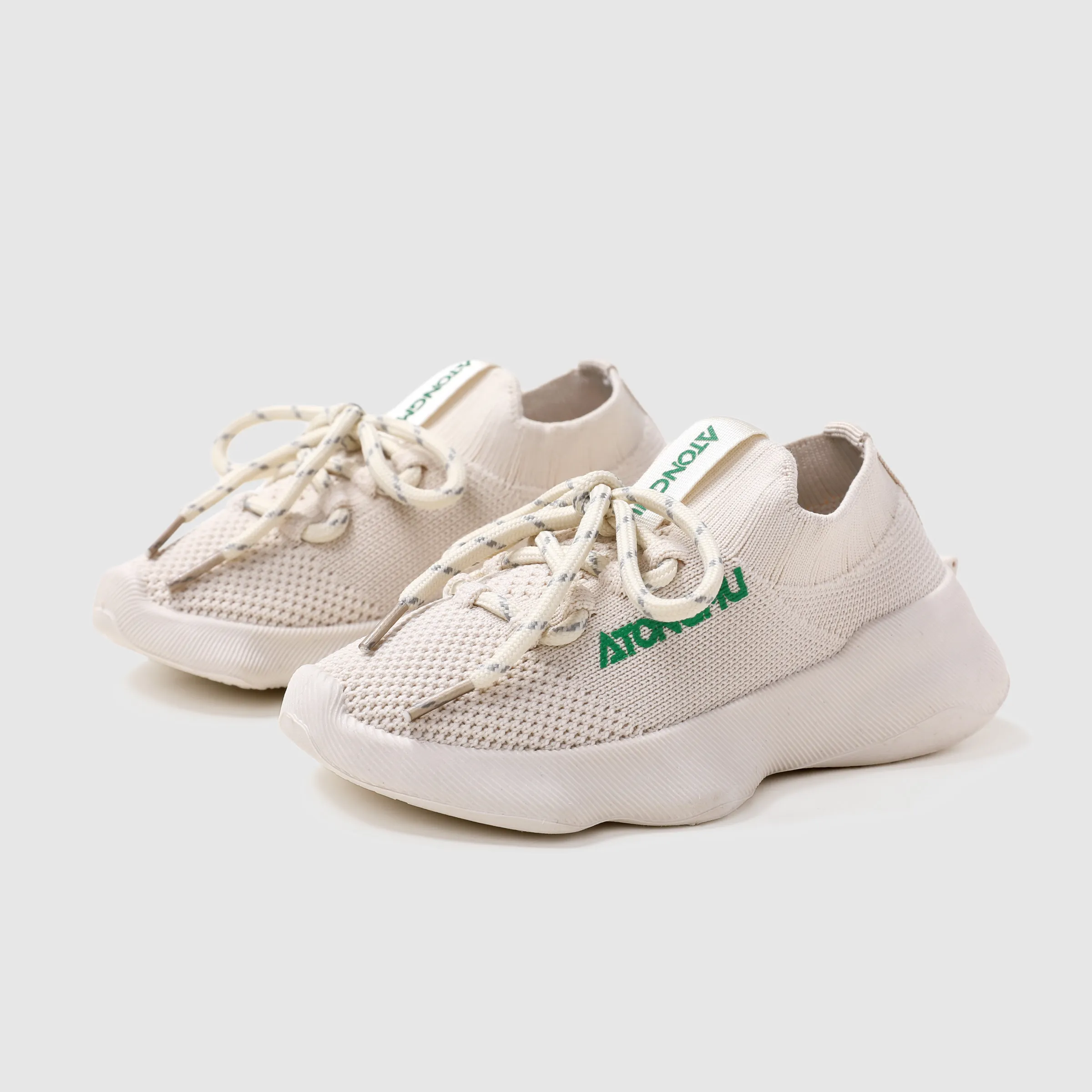 Kids Girl/Boy Sneakers Mesh Surface Elastic Band Tennis Shoes Creamy White