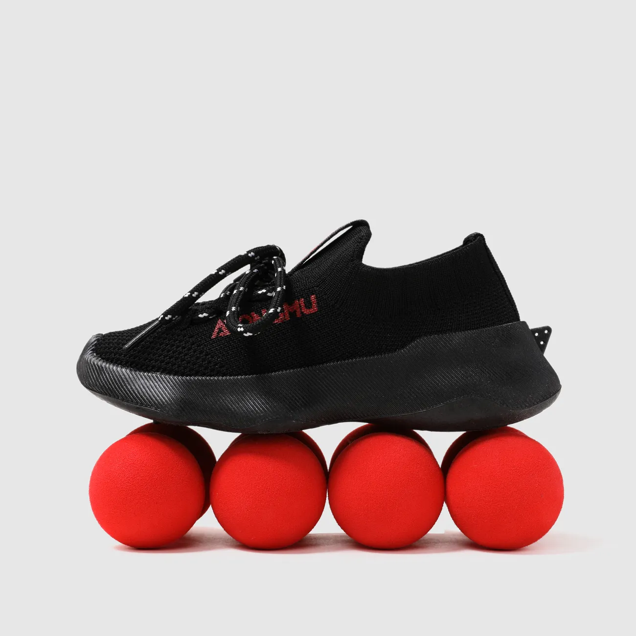 Kids Girl/Boy Mesh Surface Elastic Band Sports Shoes Black big image 1