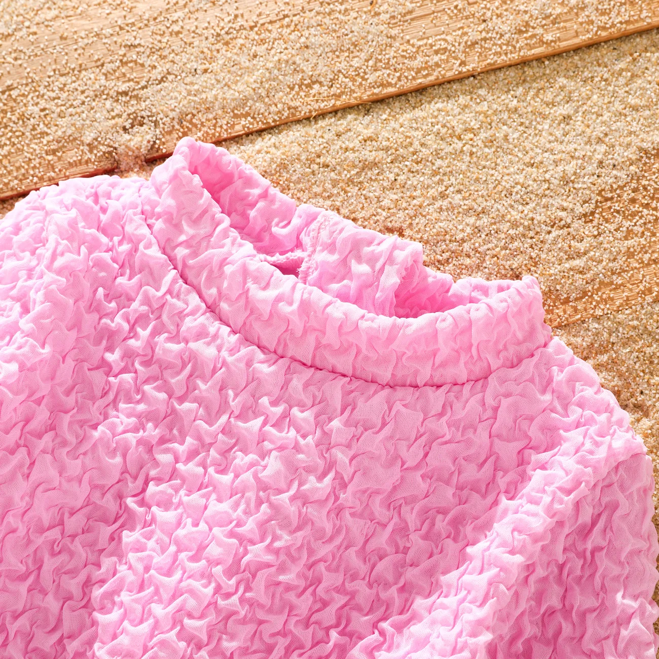 Kinder Mädchen Stehkragen Unifarben Badeanzüge rosa big image 1