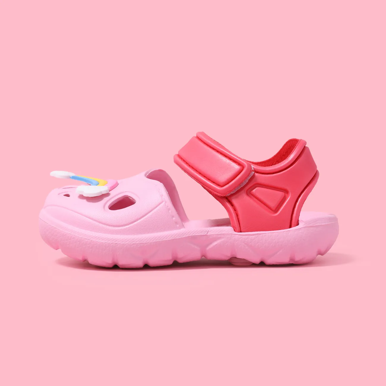 Toddler/Kids Girl/Boy Arco-íris e Unicórnio Vent Clogs Hole Beach Shoes Rosa big image 1