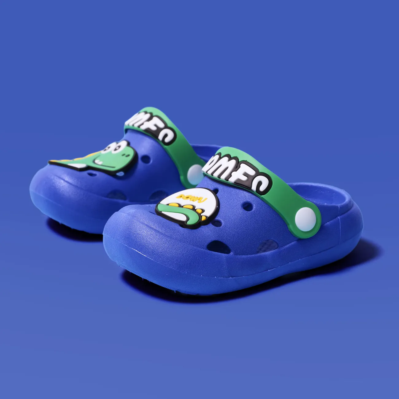 Sapatos de praia com estampa de dinossauro para meninos pequenos - Sapatos de buraco para crianças. Azul Marinho big image 1