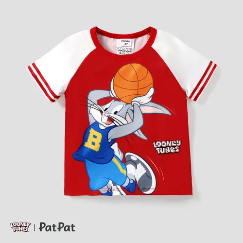 Looney Tunes 蹣跚學步的女孩/男孩拼色籃球運動 T 恤
