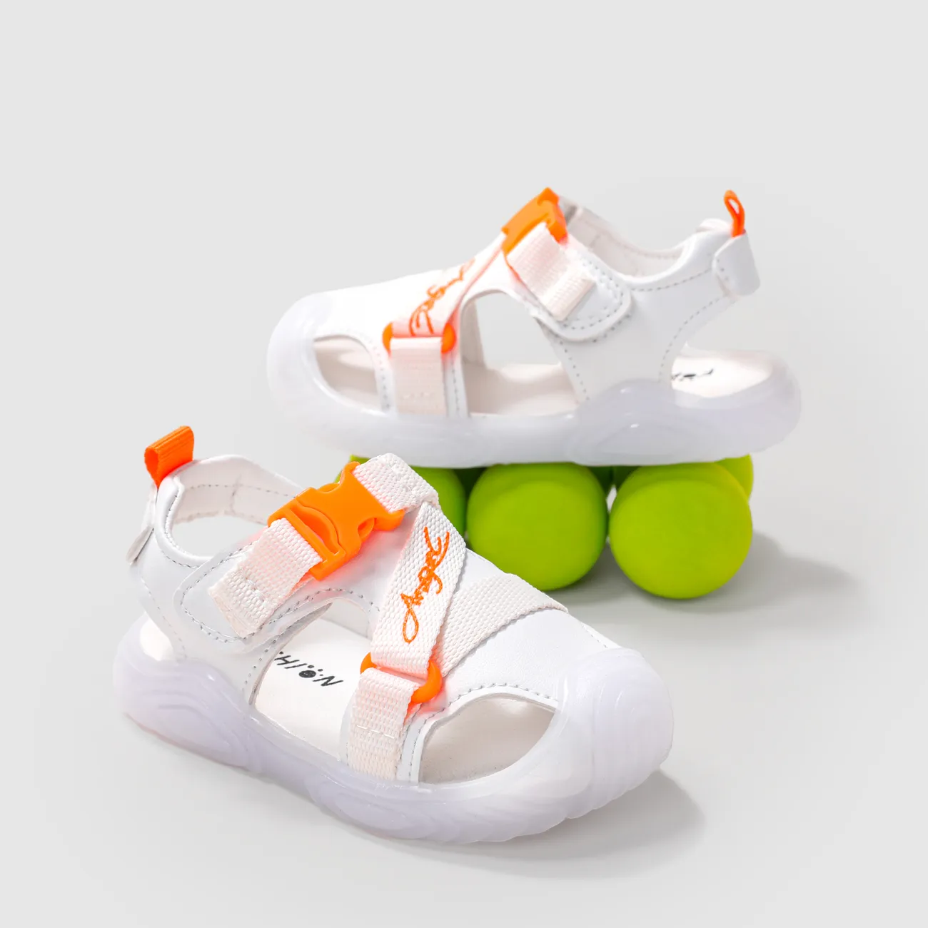 صنادل للأطفال الصغار للجنسين - تصميم كاجوال بالألوان الصلبة لأحذية الأطفال أبيض big image 1