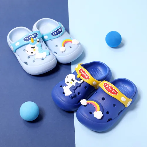 Toddler/Kids Girl/Boy Colorful Rainbow and Unicorn Design Beach Hole Shoes