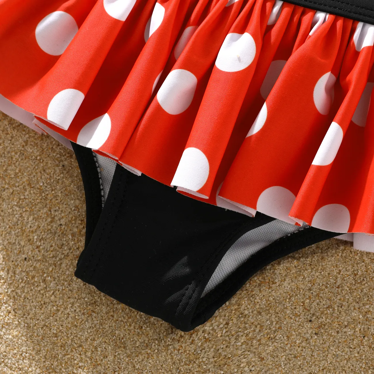 Baby Girl Hyper-Tactile 3D Polka Dot Swimwear Set Red big image 1