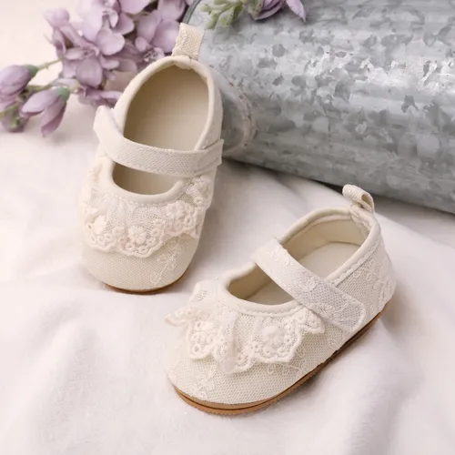 Baby Girl Sweet Lace Ruffle Edge Velcro Prewalker Shoes