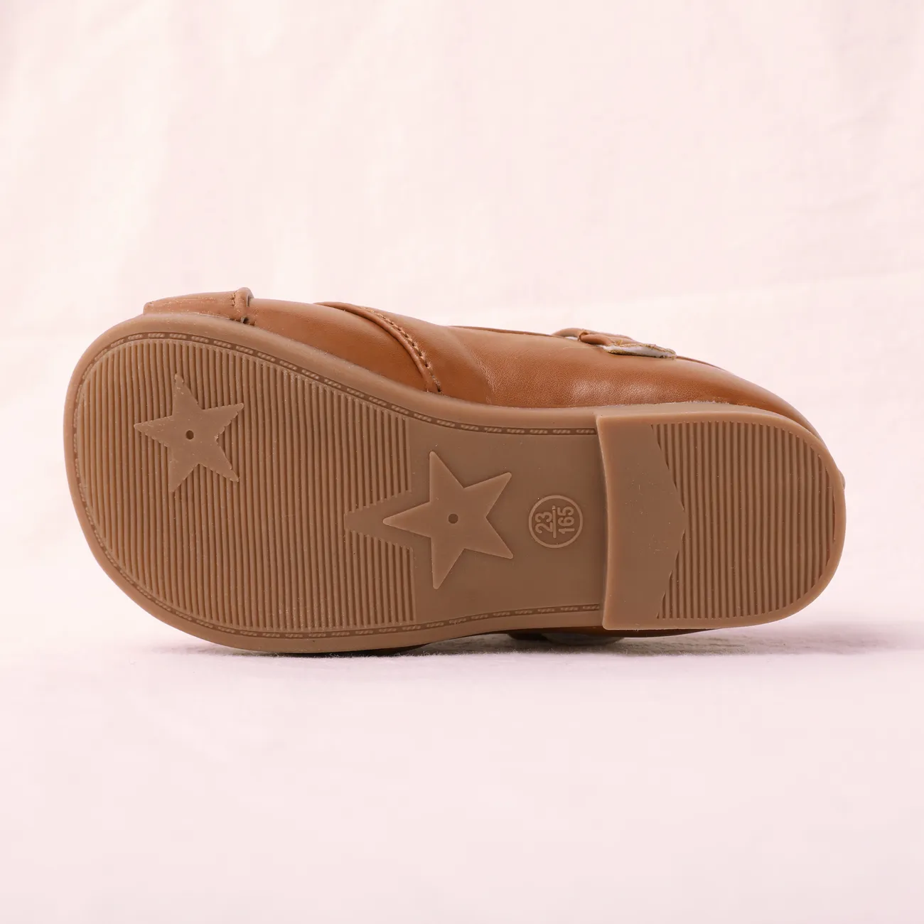 Toddler/Kids Girl Basic Heart Design Velcro Leather Shoes Brown big image 1