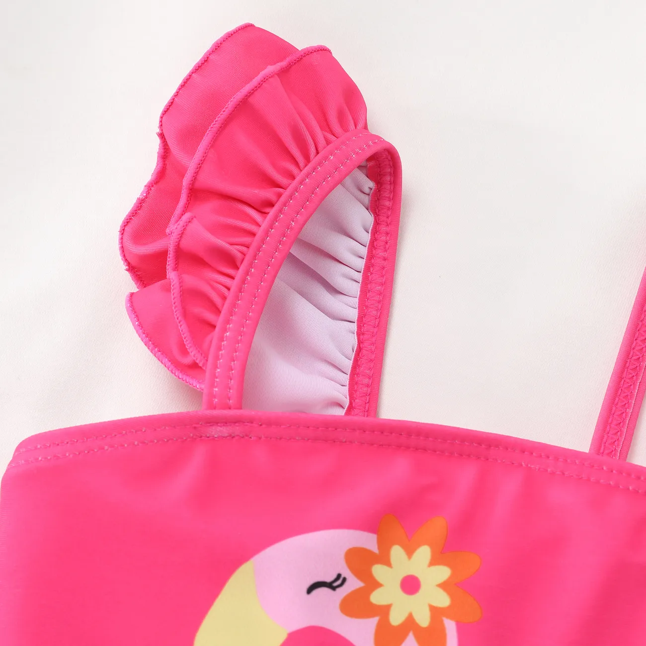 Toddler Girl Flamingo Hyper-Tactile Swimsuit  Roseo big image 1