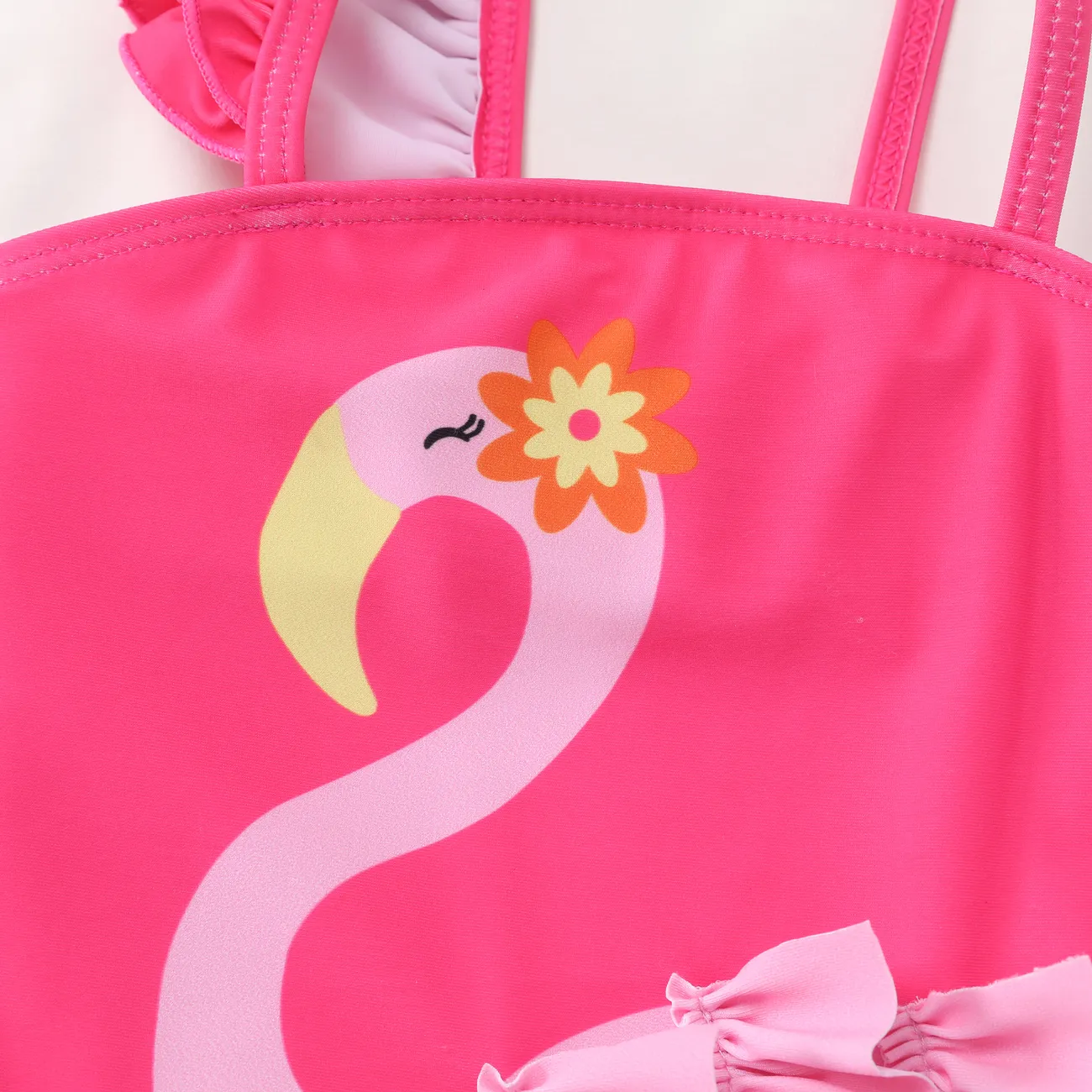 Toddler Girl Flamingo Hyper-Tactile Swimsuit  Roseo big image 1