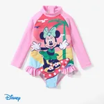 Disney Mickey and Friends 1pc Toddler/Kids Girls Character Print Ruffled Long-Sleeve Swimsuit
 Pink