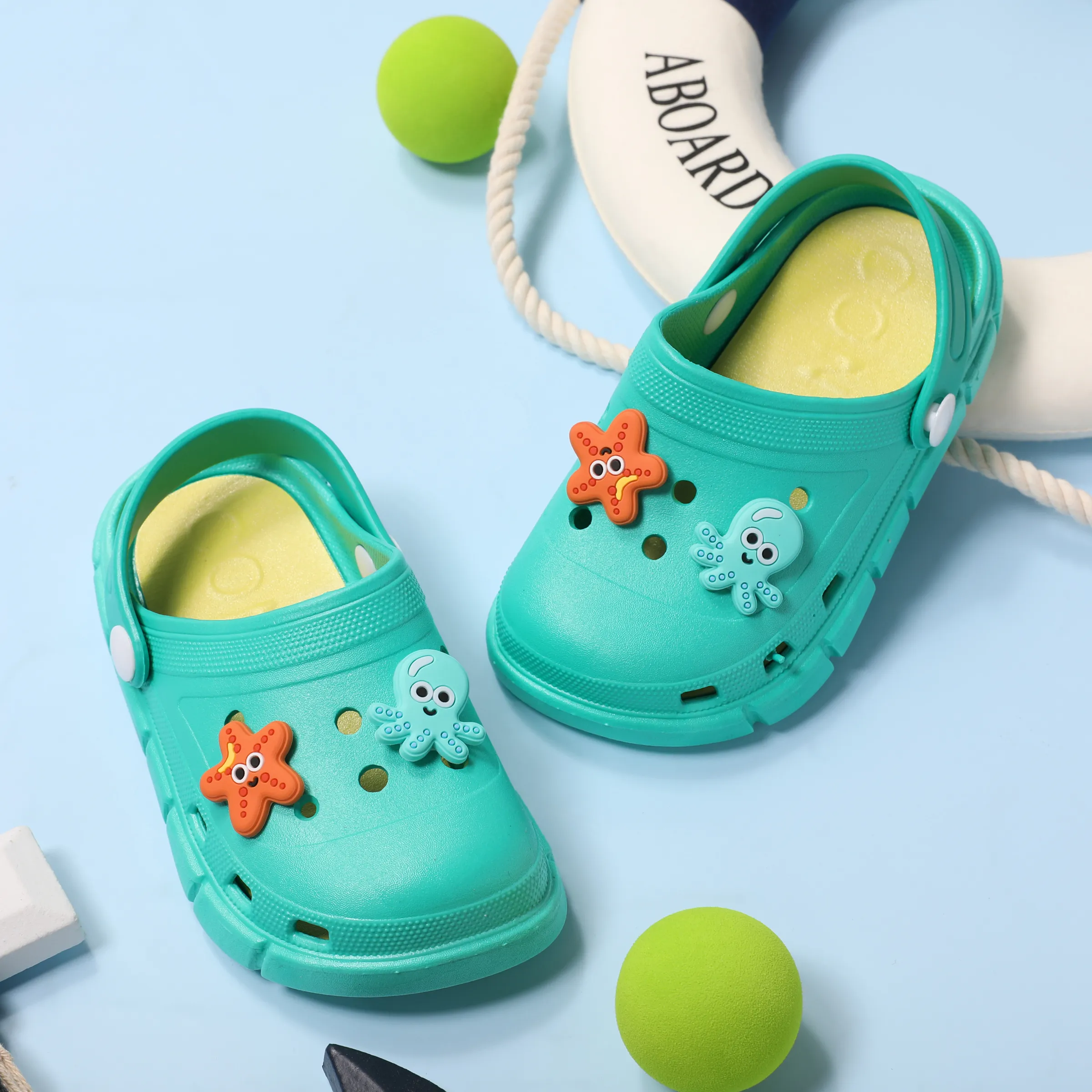 

Toddler/Kids Girl/Boy Starfish and Octopus Pattern Hole Beach Shoes