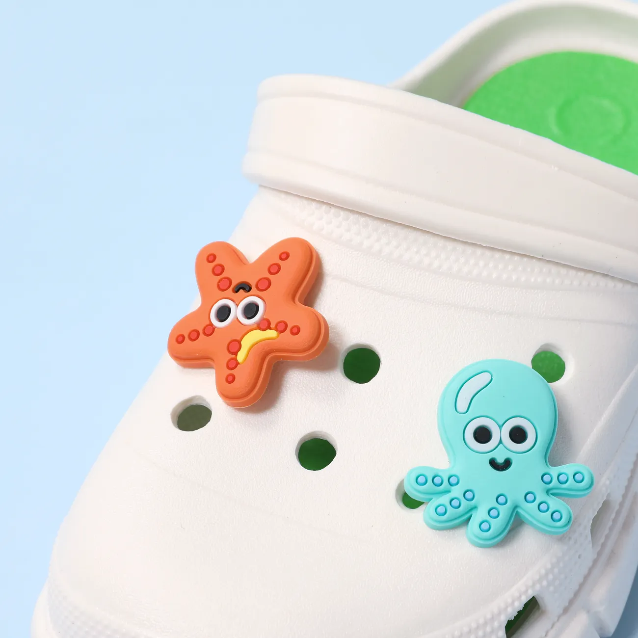 Toddler/Kids Girl/Boy Starfish and Octopus Pattern Hole Beach Shoes White big image 1