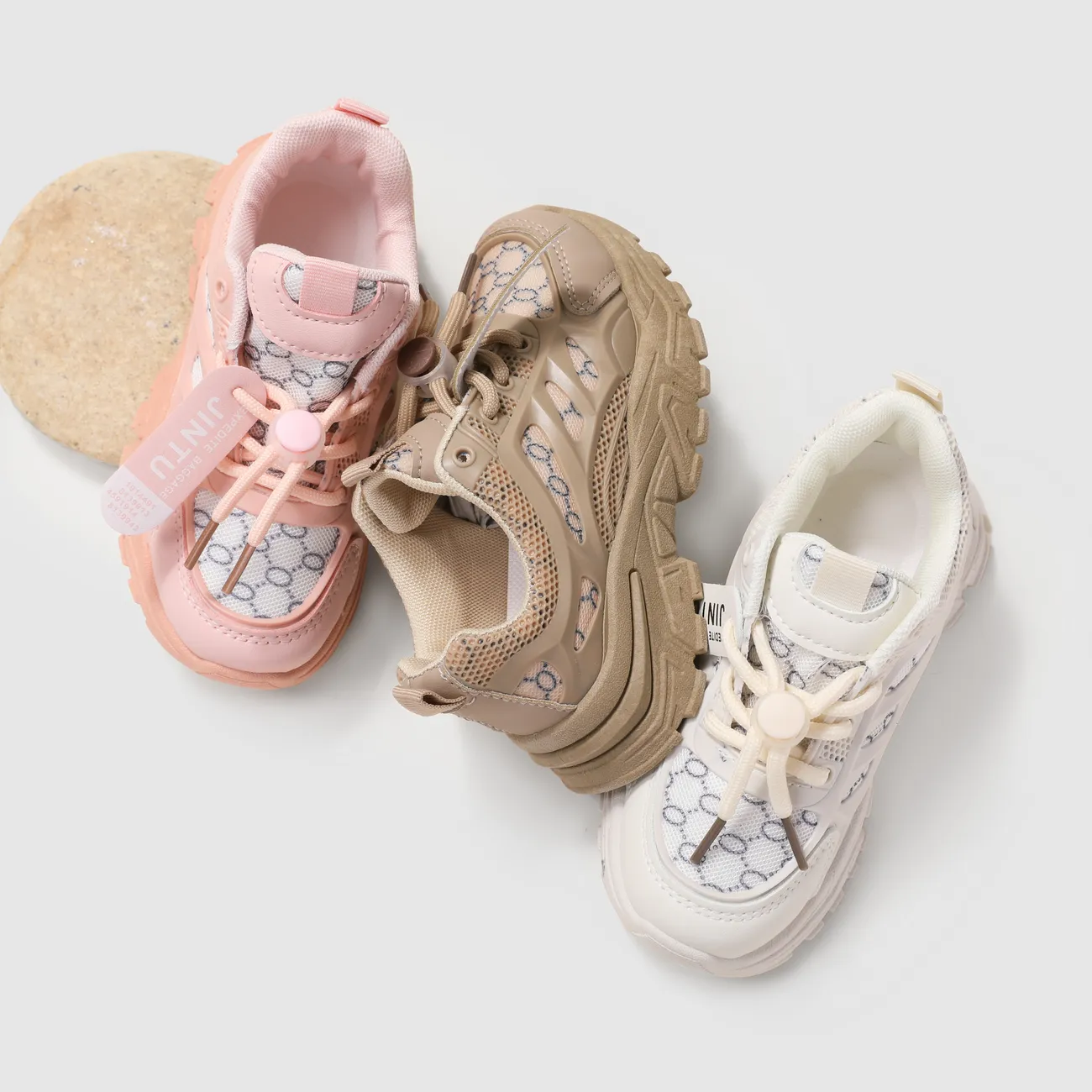 Kids Girl/Boy Sporty Letter Pattern Non-slip Athletic Shoes Brown big image 1