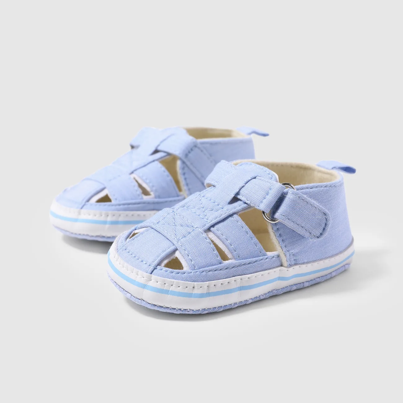 Baby Girl/Boy Casual Solid Buckle Velcro Prewalker Shoes Blue big image 1