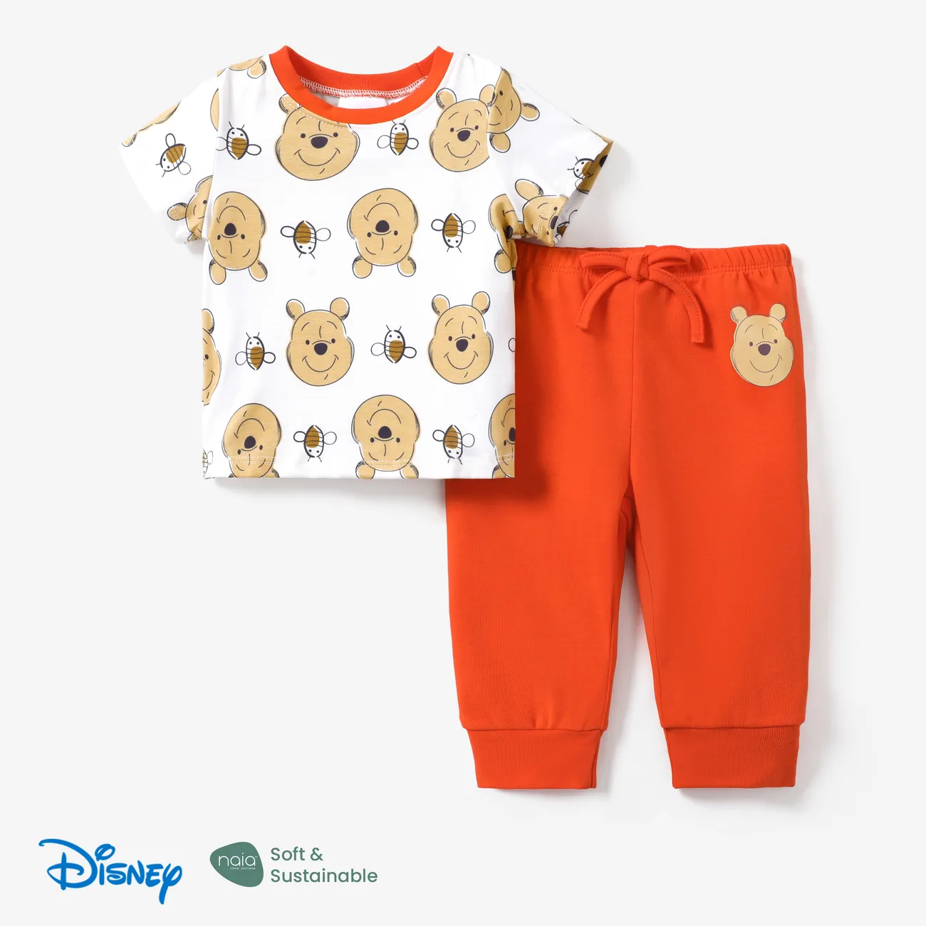 Disney Winnie the Pooh 2pcs Baby/Toddler Boys/Girls Naia™ All-over Character Print Set
 Red big image 1