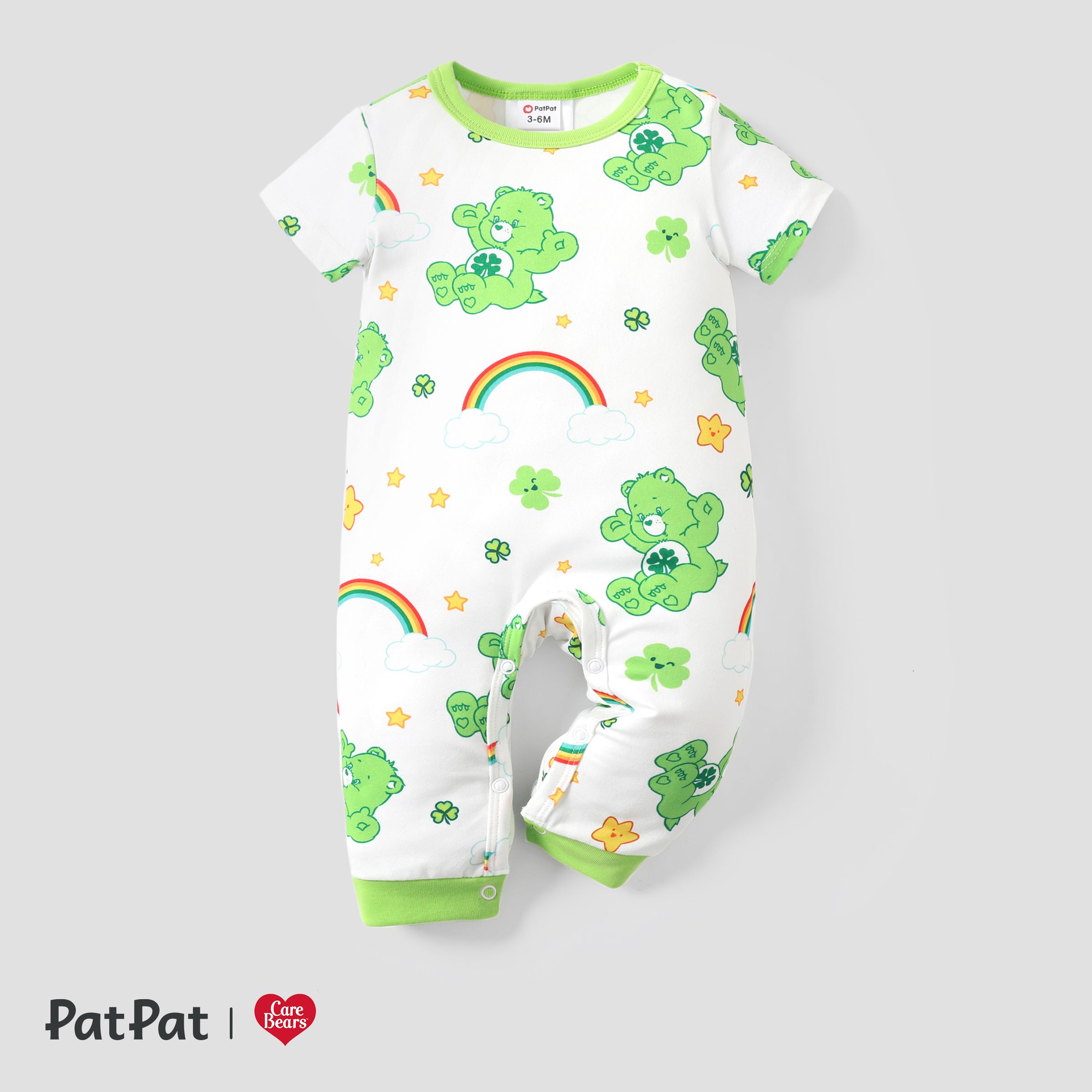 Care Bears 1pc Saint Patrick's Day Baby Girl/Boy Rainbow Character Print Jumpsuit