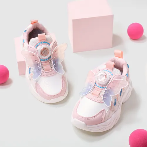 Zapatos deportivos de botón giratorio con diseño de mariposa hipertáctil 3D para niños y niñas