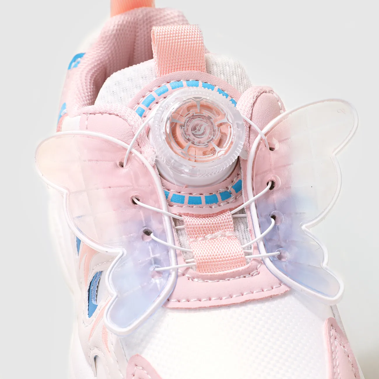 Kids Girl 3D Hyper-Tactile Butterfly Design Rotating Button Sports Shoes Pink big image 1