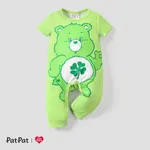 愛心小熊 聖博德節 嬰兒 中性 童趣 短袖 長腿連身衣 綠色