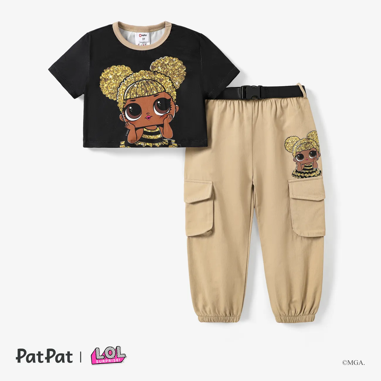 L.O.L. SURPRISE! Toddler/Kid Girl 1pc Tee or Pocket Cargo Pants with Belt Black1 big image 1