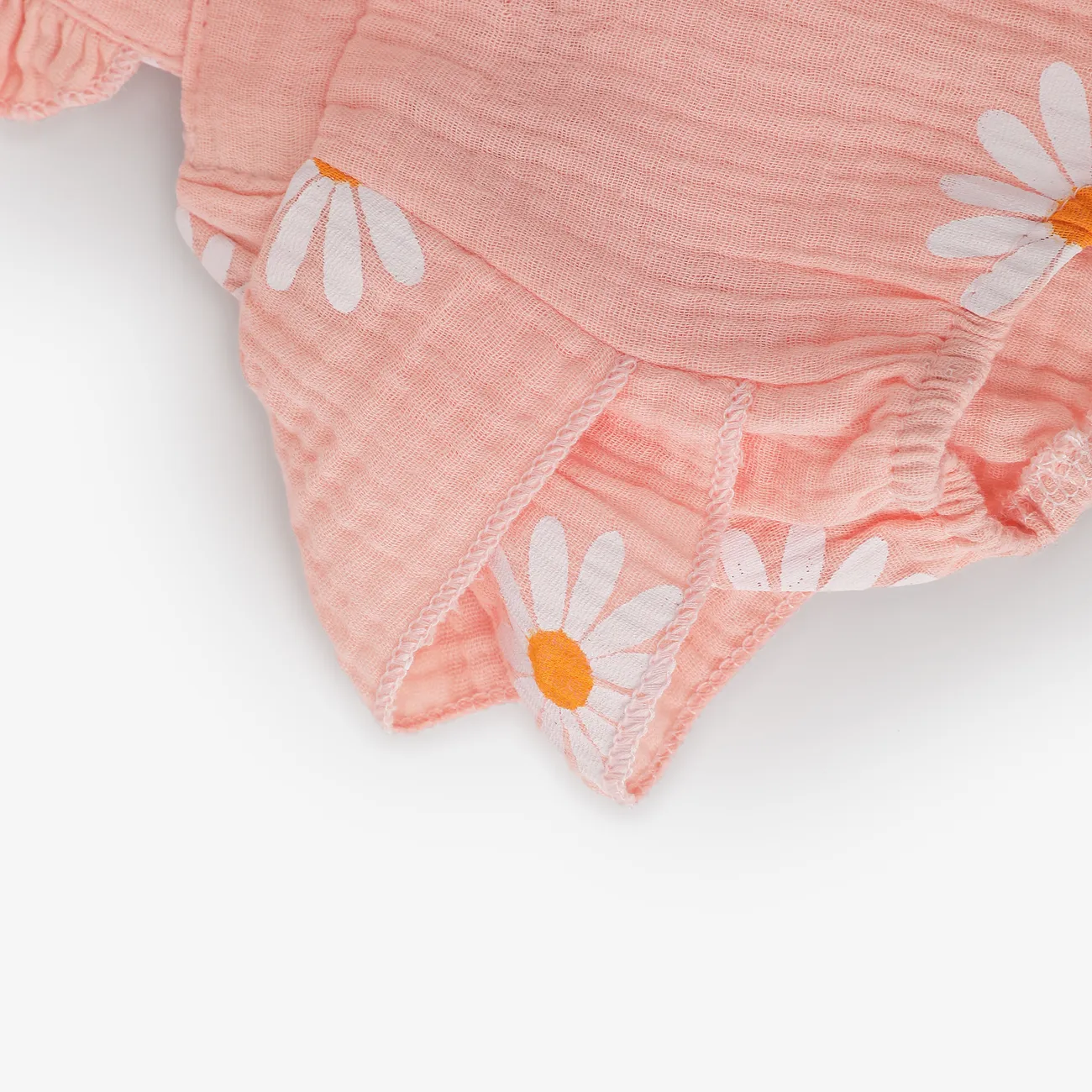 2件 嬰兒 女 荷葉邊 小雛菊 休閒 無袖 連身衣 粉色 big image 1