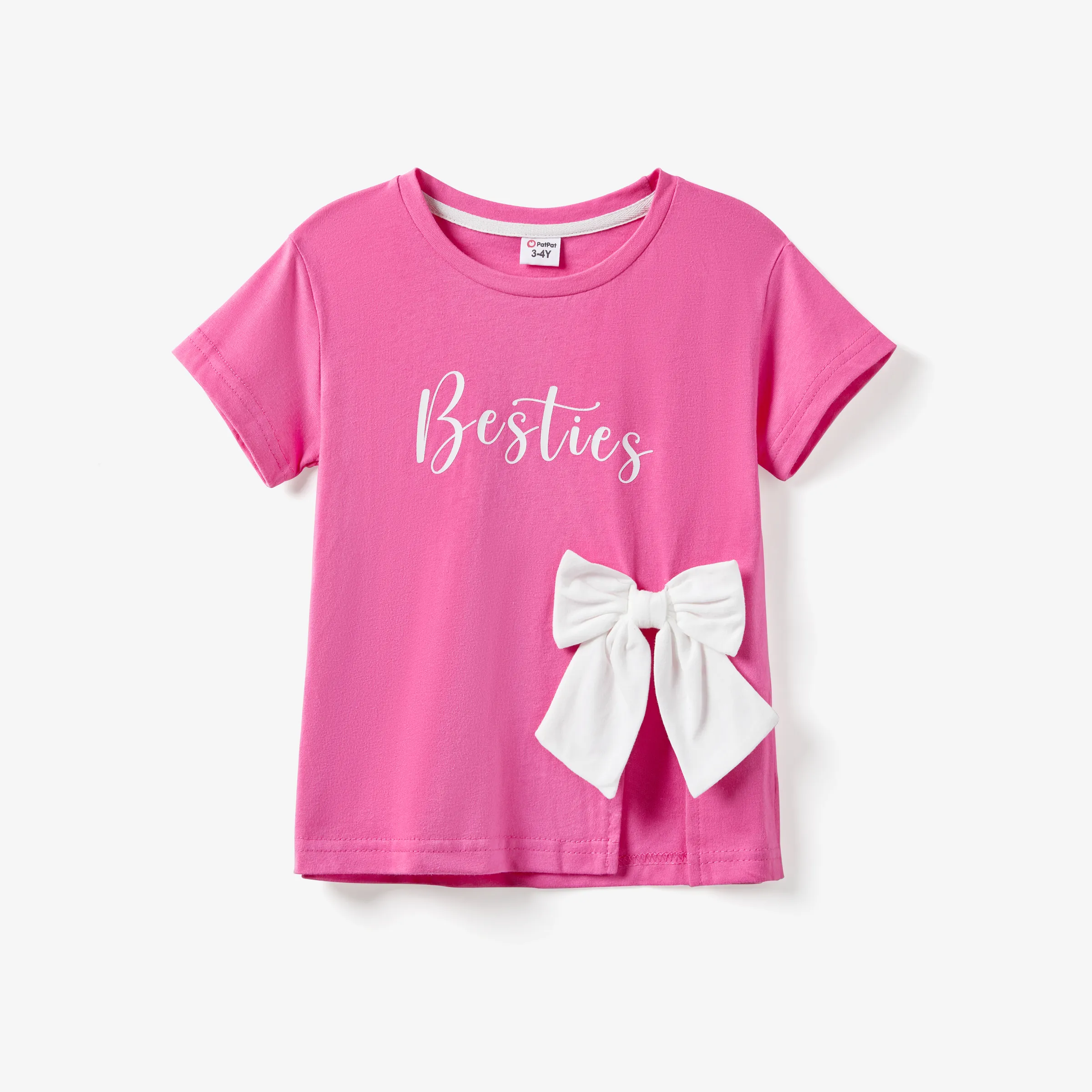 Mommy and Me Pink Letter Print 3D Bow Decor T-Shirt