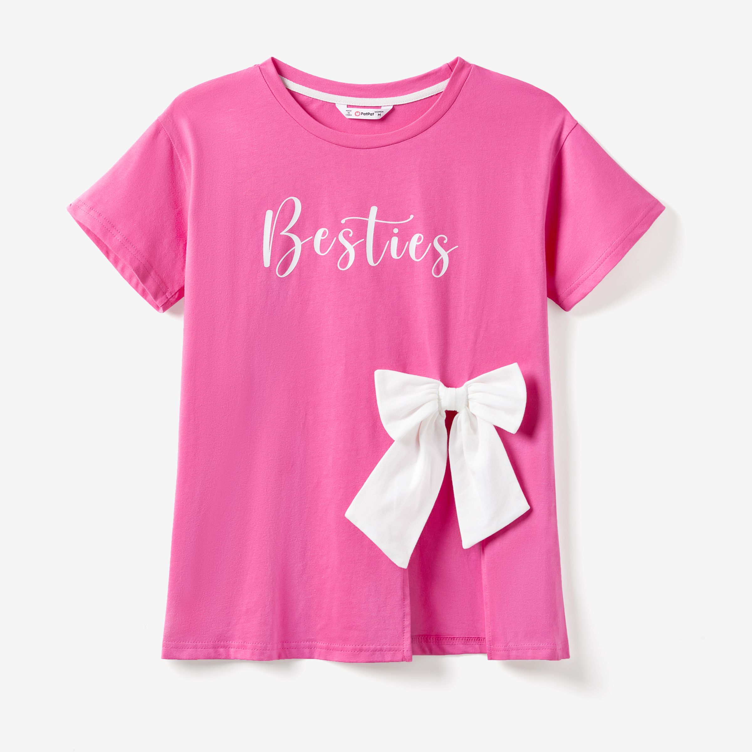 

Mommy and Me Pink Letter Print 3D Bow Decor T-Shirt