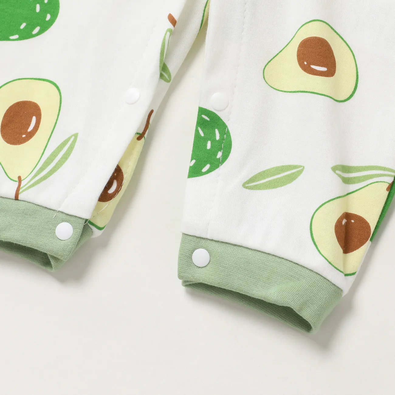  Baby Boy/Girl Childlike 100% Cotton Long-Sleeved Onesie with Secret Avocado Button Jumpsuit Green big image 1
