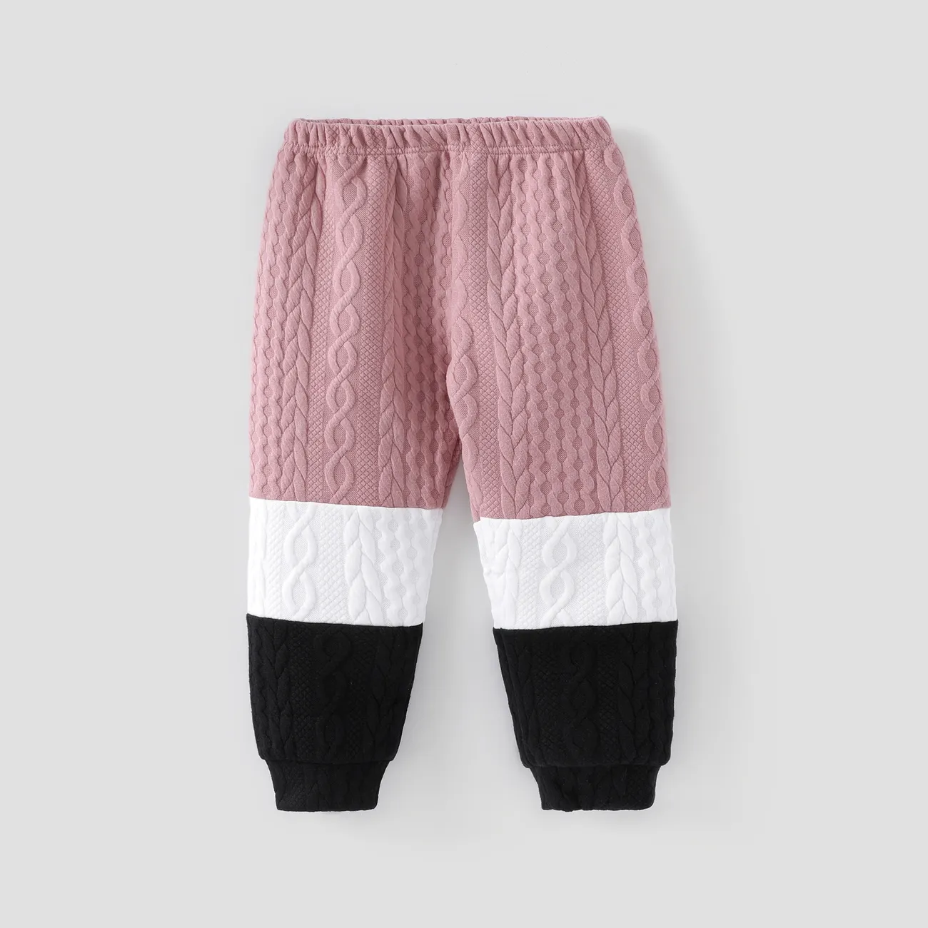 2-piece Toddler Girl/Boy Colorblock Hoodie Sweatshirt and Pants Set Pink big image 1