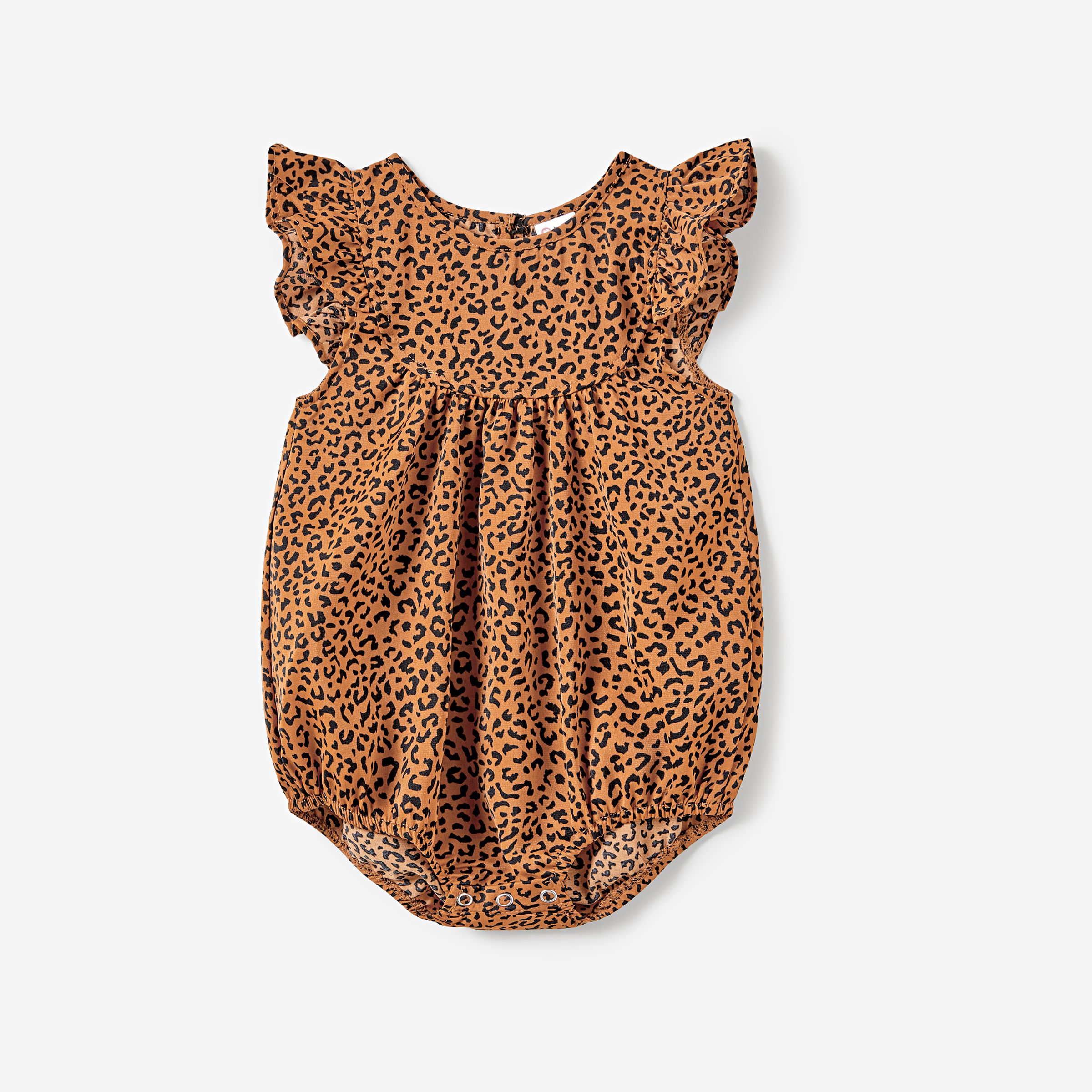 Mommy And Me Leopard Pattern High Neck Halter Wrap Bottom Midi Dress